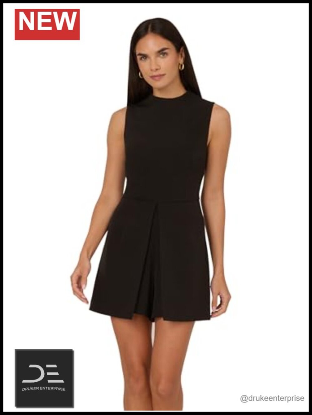 Adrianna Papell Peplum Romper Sleeveless Crew Neck Zipper Back Mini